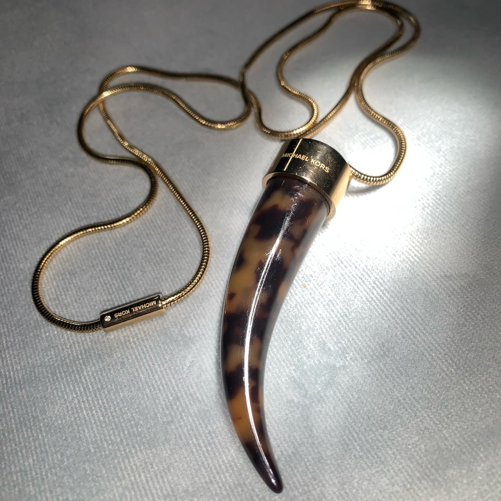 Michael Kors Horn Tortoise Shell Gold Necklace.